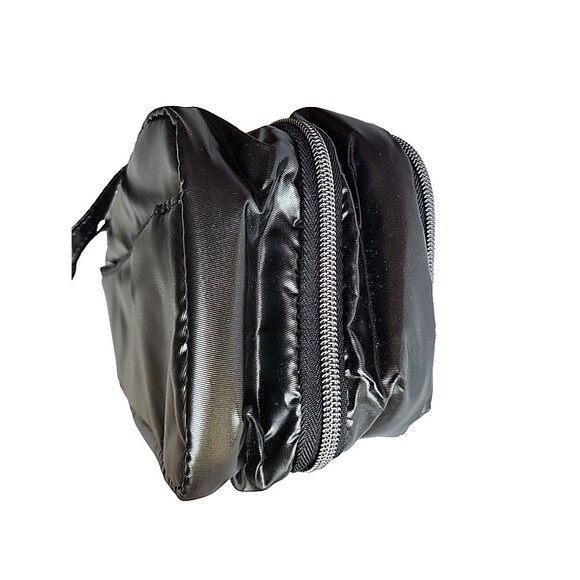 Lug Flatbed Slim Cosmetic Case Bag Metallic Black Travel Cruise Organizer Craft - Picture 4 of 16